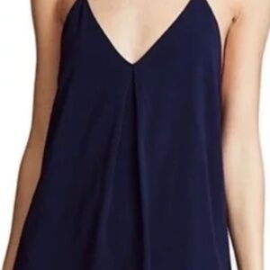 Alice and Olivia navy trapeze silk halter dress Size Medium